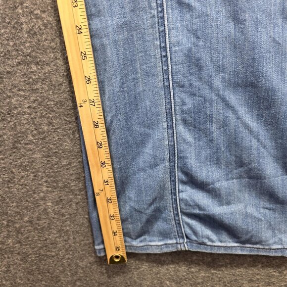 Express Jeans Womens 8 Long Light Blue Bell Flare Super High Rise Belted Denim - Picture 8 of 10